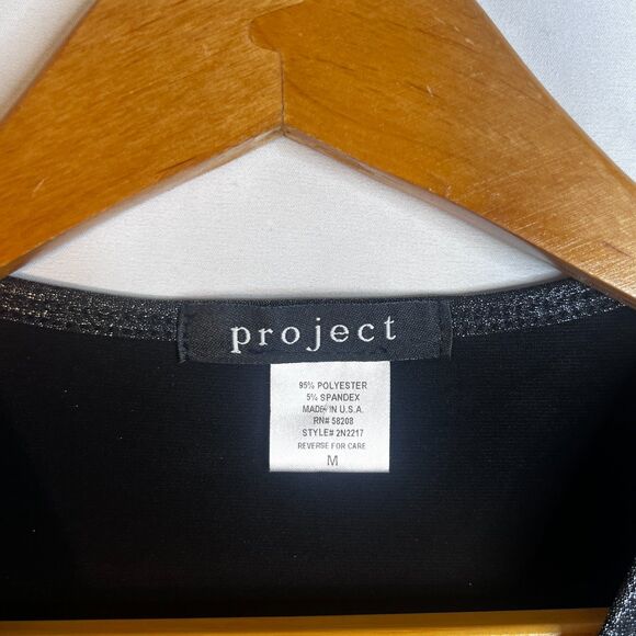 Project Metallic Dressy Vneck Empire Blouse 3/4 Sleeve Special Occasion Size MD - Picture 6 of 7